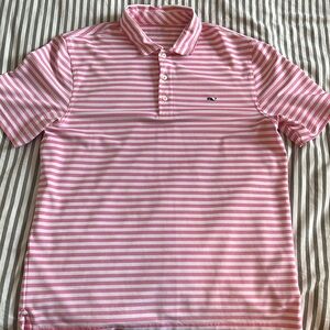Vineyard Vines Pink Striped Golf Polo